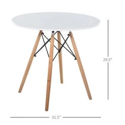 Table basse ronde blanche Homcom de style nordique avec pattes en bois de hêtre -HOMCOM Soldes 2022 330936141 AlternateImage2 l