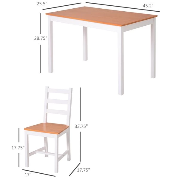 Ensemble de salle à manger blanc et beige miel par HomCom avec table rectangulaire 3 Ensemble de salle à manger blanc et beige miel par HomCom avec table rectangulaire – Image 3
