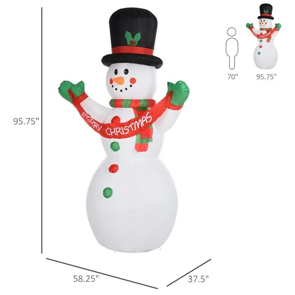 Bonhomme de neige de Noël gonflable avec DEL par HomCom de 95,75 po 3 Bonhomme de neige de Noël gonflable avec DEL par HomCom de 95,75 po – Image 3
