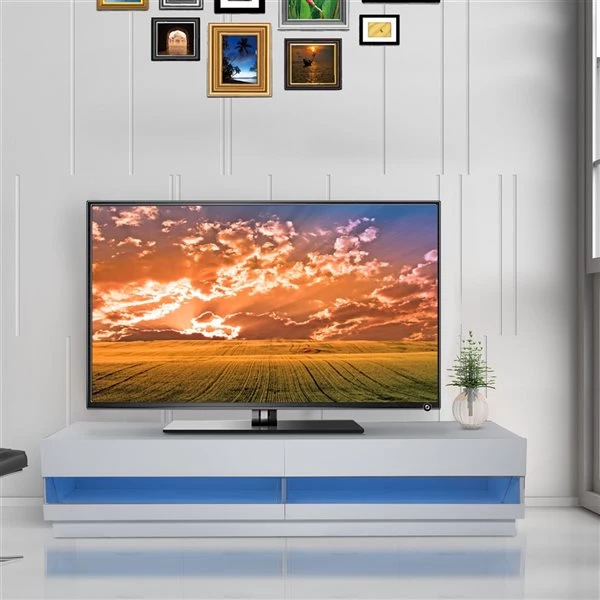 Meuble télé HomCom, blanc 2 Meuble télé HomCom, blanc – Image 2