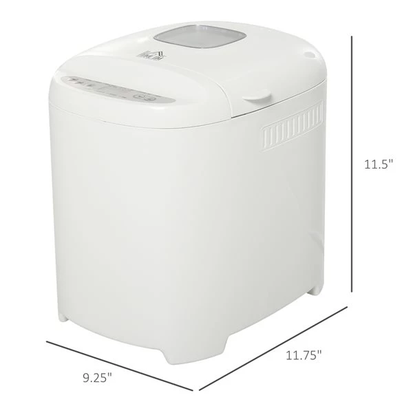 Machine à pain HomCom de 550 W, blanc 2 Machine à pain HomCom de 550 W, blanc – Image 2
