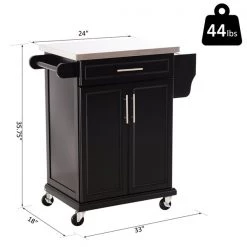 Chariot de cuisine HomCom avec base en bois noir et dessus en acier inoxydable de 17,99 po x 32,87 po x 35,63 po 7 Chariot de cuisine HomCom avec base en bois noir et dessus en acier inoxydable de 17,99 po x 32,87 po x 35,63 po -HOMCOM Soldes 2022 330936151 AlternateImage2 l