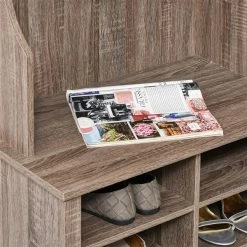 Portemanteau en bois brun par HomCom avec 3 crochets -HOMCOM Soldes 2022 330936152 AlternateImage4 l