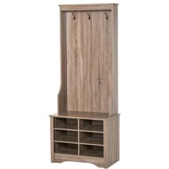 Portemanteau en bois brun par HomCom avec 3 crochets