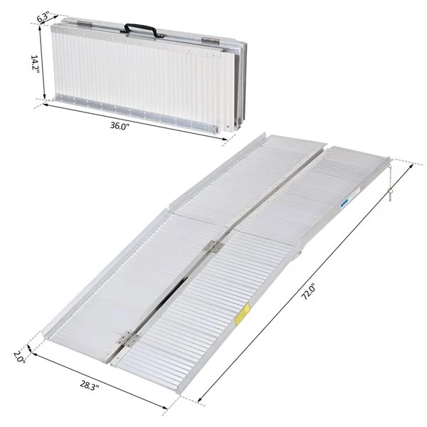 Rampe pour fauteuils roulants pliante en aluminium par HomCom conforme à l'ADA de 6 pi x 28,3 po 3 Rampe pour fauteuils roulants pliante en aluminium par HomCom conforme à l'ADA de 6 pi x 28,3 po – Image 3