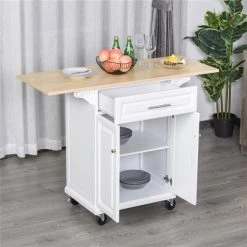 Chariot de cuisine HomCom avec base en bois blanc et dessus en bois de pin jaune du Sud de 17,99 po x 47,09 po x 35,91 po 8 Chariot de cuisine HomCom avec base en bois blanc et dessus en bois de pin jaune du Sud de 17,99 po x 47,09 po x 35,91 po -HOMCOM Soldes 2022 330936167 AlternateImage3 l