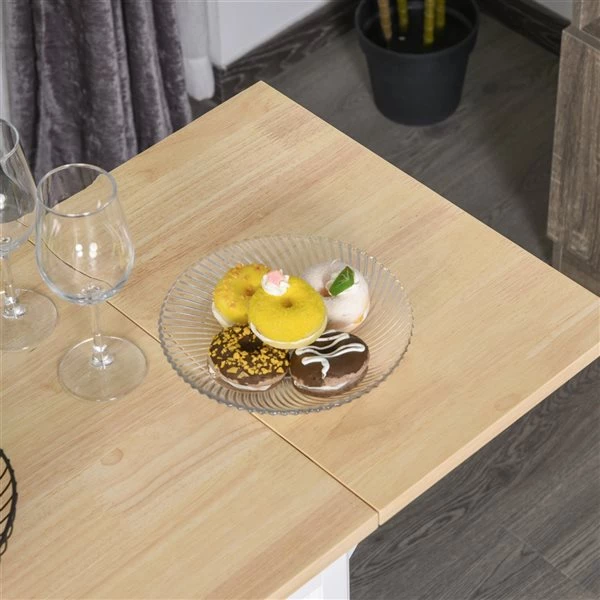 Chariot de cuisine HomCom avec base en bois blanc et dessus en bois de pin jaune du Sud de 17,99 po x 47,09 po x 35,91 po 5 Chariot de cuisine HomCom avec base en bois blanc et dessus en bois de pin jaune du Sud de 17,99 po x 47,09 po x 35,91 po – Image 5