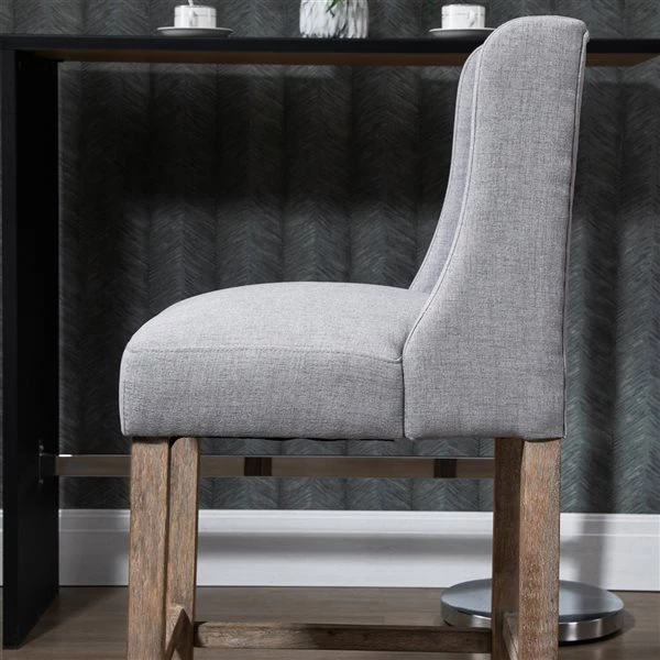 Tabourets de bar rembourrés gris Homcom de style moderne avec repose-pieds, ensemble de 2 4 Tabourets de bar rembourrés gris Homcom de style moderne avec repose-pieds, ensemble de 2 – Image 4