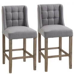 Tabourets de bar rembourrés gris Homcom de style moderne avec repose-pieds, ensemble de 2
