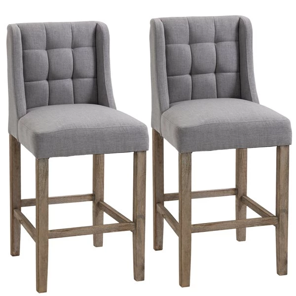 Tabourets de bar rembourrés gris Homcom de style moderne avec repose-pieds, ensemble de 2 1 Tabourets de bar rembourrés gris Homcom de style moderne avec repose-pieds, ensemble de 2