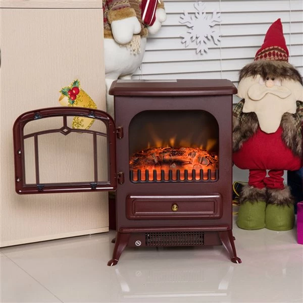 Foyer électrique sur pied rouge à DEL par HomCom de 16 po l. 2 Foyer électrique sur pied rouge à DEL par HomCom de 16 po l. – Image 2