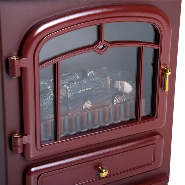 Foyer électrique sur pied rouge à DEL par HomCom de 16 po l. 4 Foyer électrique sur pied rouge à DEL par HomCom de 16 po l. – Image 4