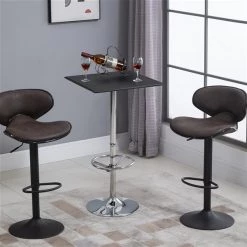 Table haute carrée moderne Homcom en similicuir avec repose-pieds ajustable -HOMCOM Soldes 2022 330936182 AlternateImage3 l
