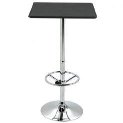 Table haute carrée moderne Homcom en similicuir avec repose-pieds ajustable