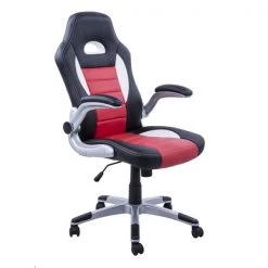 Chaise de jeu contemporaine HomCom pivotante rouge et noir à hauteur réglable