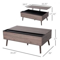 Table basse en composite gris par HomCom avec plateau relevable et cadre en acier 7 Table basse en composite gris par HomCom avec plateau relevable et cadre en acier -HOMCOM Soldes 2022 330936190 AlternateImage2 l