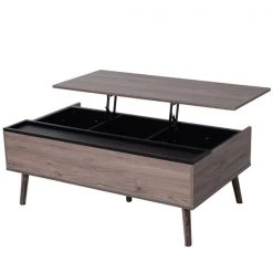 Table basse en composite gris par HomCom avec plateau relevable et cadre en acier