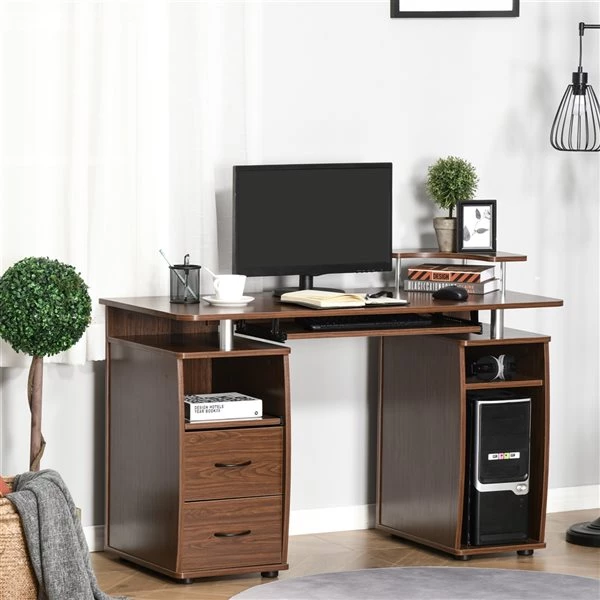 Bureau d'ordinateur moderne et contemporain HomCom brun de 47,24 po 2 Bureau d'ordinateur moderne et contemporain HomCom brun de 47,24 po – Image 2