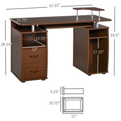 Bureau d'ordinateur moderne et contemporain HomCom brun de 47,24 po 7 Bureau d'ordinateur moderne et contemporain HomCom brun de 47,24 po -HOMCOM Soldes 2022 330936192 AlternateImage2 l