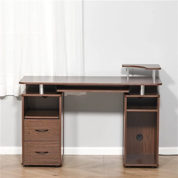 Bureau d'ordinateur moderne et contemporain HomCom brun de 47,24 po 5 Bureau d'ordinateur moderne et contemporain HomCom brun de 47,24 po – Image 5