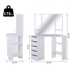 Coiffeuse de 43,75 po par HomCom avec miroir, blanc -HOMCOM Soldes 2022 330936193 AlternateImage2 l