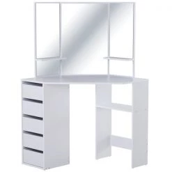 Coiffeuse de 43,75 po par HomCom avec miroir, blanc