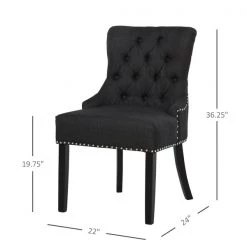 Chaise d'appoint contemporaine par HomCom rembourrée en lin gris foncé avec cadre en bois -HOMCOM Soldes 2022 330936199 AlternateImage2 l