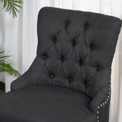 Chaise d'appoint contemporaine par HomCom rembourrée en lin gris foncé avec cadre en bois -HOMCOM Soldes 2022 330936199 AlternateImage4 l