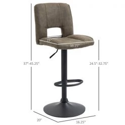 Tabourets de bar pivotants kaki Homcom avec hauteur ajustable, ensemble de 2 -HOMCOM Soldes 2022 330936200 AlternateImage2 l