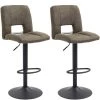 Tabourets de bar pivotants kaki Homcom avec hauteur ajustable, ensemble de 2