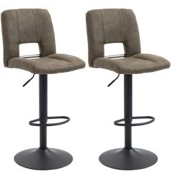 Tabourets de bar pivotants kaki Homcom avec hauteur ajustable, ensemble de 2