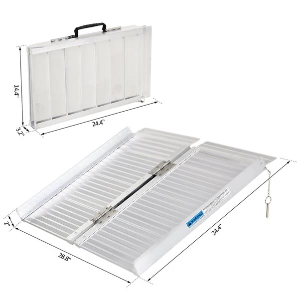 Rampe pour fauteuils roulants pliante en aluminium par HomCom conforme à l'ADA de 2 pi x 28,3 po 3 Rampe pour fauteuils roulants pliante en aluminium par HomCom conforme à l'ADA de 2 pi x 28,3 po – Image 3