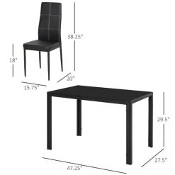 Ensemble de salle à manger noir par HomCom avec table rectangulaire -HOMCOM Soldes 2022 330936209 AlternateImage2 l