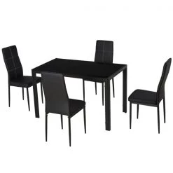 Ensemble de salle à manger noir par HomCom avec table rectangulaire -HOMCOM Soldes 2022 330936209 AlternateImage3 l