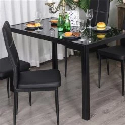 Ensemble de salle à manger noir par HomCom avec table rectangulaire -HOMCOM Soldes 2022 330936209 AlternateImage4 l