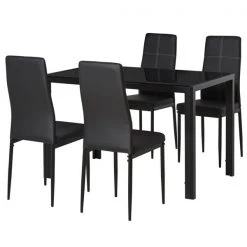 Ensemble de salle à manger noir par HomCom avec table rectangulaire
