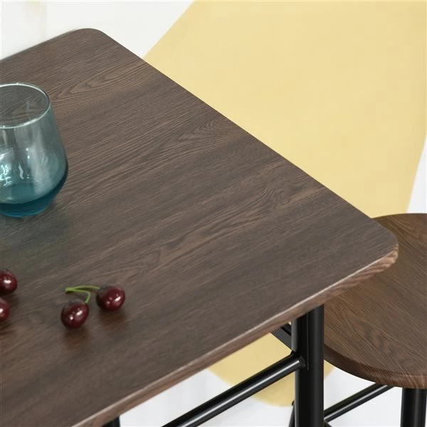 Ensemble de salle à manger noir et brun chêne par HomCom avec table rectangulaire 4 Ensemble de salle à manger noir et brun chêne par HomCom avec table rectangulaire – Image 4