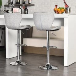 Tabourets de bar rembourrés gris Homcom en lin avec hauteur ajustable et repose-pieds, ensemble de 2 -HOMCOM Soldes 2022 330936227 AlternateImage5 l