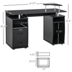 Bureau d'ordinateur noir moderne et contemporain HomCom de 47,24 po -HOMCOM Soldes 2022 330936229 AlternateImage2 l