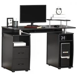 Bureau d'ordinateur noir moderne et contemporain HomCom de 47,24 po