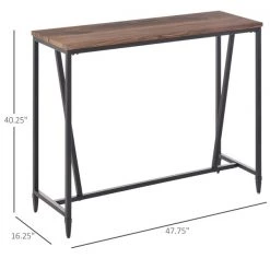 Table haute rectangulaire noyer Homcom de style industriel avec coussinets antidérapants -HOMCOM Soldes 2022 330936236 AlternateImage2 l