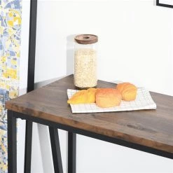 Table haute rectangulaire noyer Homcom de style industriel avec coussinets antidérapants -HOMCOM Soldes 2022 330936236 AlternateImage3 l