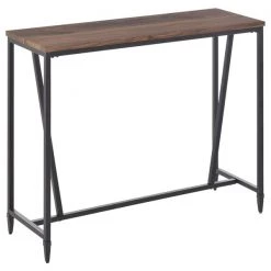 Table haute rectangulaire noyer Homcom de style industriel avec coussinets antidérapants