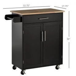 Chariot de cuisine HomCom avec base en bois noir et dessus en bois d'hévéa de 17,75 po x 33,75 po x 36 po 7 Chariot de cuisine HomCom avec base en bois noir et dessus en bois d'hévéa de 17,75 po x 33,75 po x 36 po -HOMCOM Soldes 2022 330936241 AlternateImage2 l