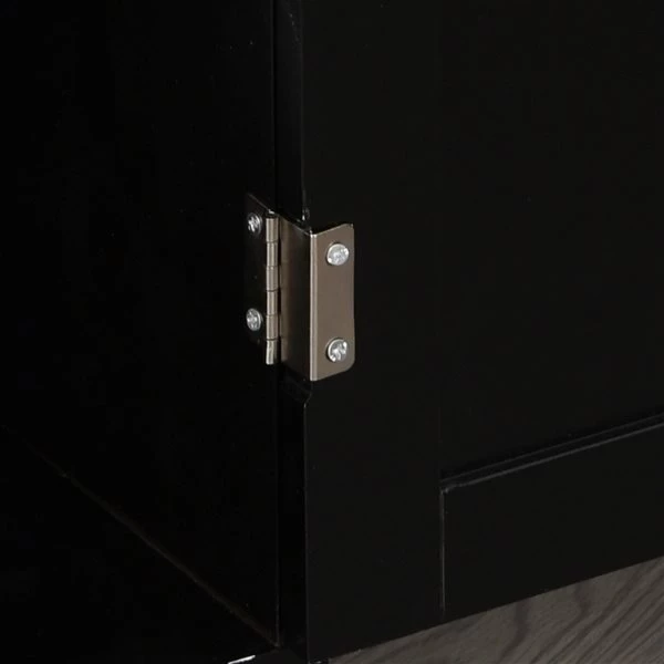 Chariot de cuisine HomCom avec base en bois noir et dessus en bois d'hévéa de 17,75 po x 33,75 po x 36 po 5 Chariot de cuisine HomCom avec base en bois noir et dessus en bois d'hévéa de 17,75 po x 33,75 po x 36 po – Image 5