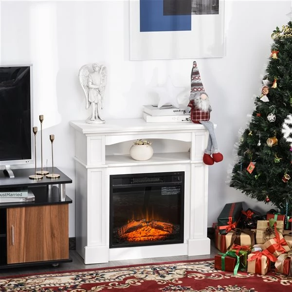 Foyer électrique autoportant et portable par HomCom blanc à DEL de 32 po l. 2 Foyer électrique autoportant et portable par HomCom blanc à DEL de 32 po l. – Image 2