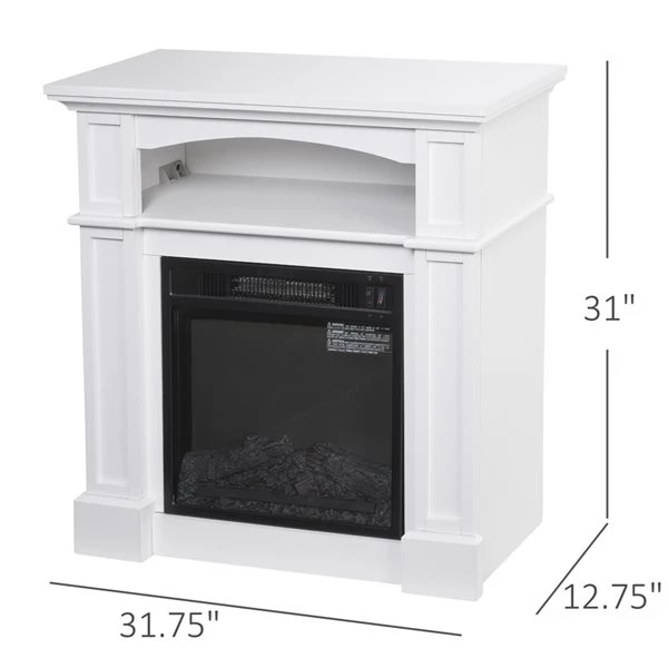 Foyer électrique autoportant et portable par HomCom blanc à DEL de 32 po l. 3 Foyer électrique autoportant et portable par HomCom blanc à DEL de 32 po l. – Image 3