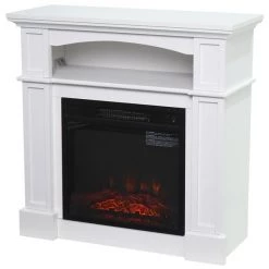 Foyer électrique autoportant et portable par HomCom blanc à DEL de 32 po l.
