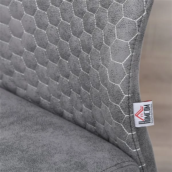 Chaise d'appoint contemporaine à dossier haut par HomCom rembourrée en polyester gris avec cadre en métal, ensemble de 2 5 Chaise d'appoint contemporaine à dossier haut par HomCom rembourrée en polyester gris avec cadre en métal, ensemble de 2 – Image 5