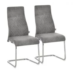 Chaise d'appoint contemporaine à dossier haut par HomCom rembourrée en polyester gris avec cadre en métal, ensemble de 2